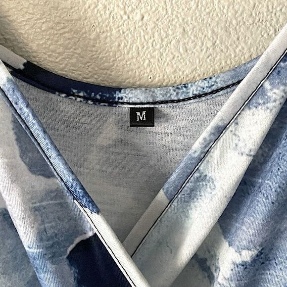 NWT! Styleword Blue and White Print Soft (Cotton/Spandex Blend) Dress. Size M. - Picture 4 of 4